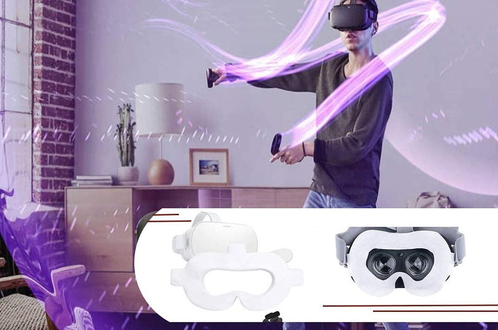 LUCKYBEE VR Oční maska, Obličejová maska, Hygienická látka, VR MASKA, Obličejový polštářek, Kryt proti skvrnám od potu, Snadné nošení, Náhradní hygienická látka pro