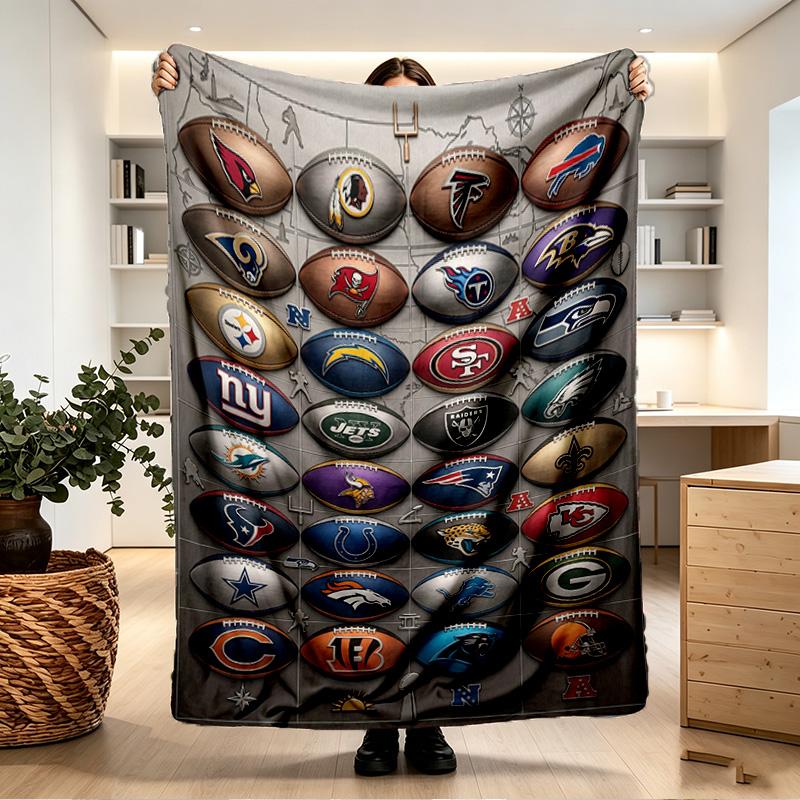 NFL Print Blanket - Soft & Comfortable, for Bedroom, Travel, Sofa, Home Decoration - Birthday Christmas Gift for Friend