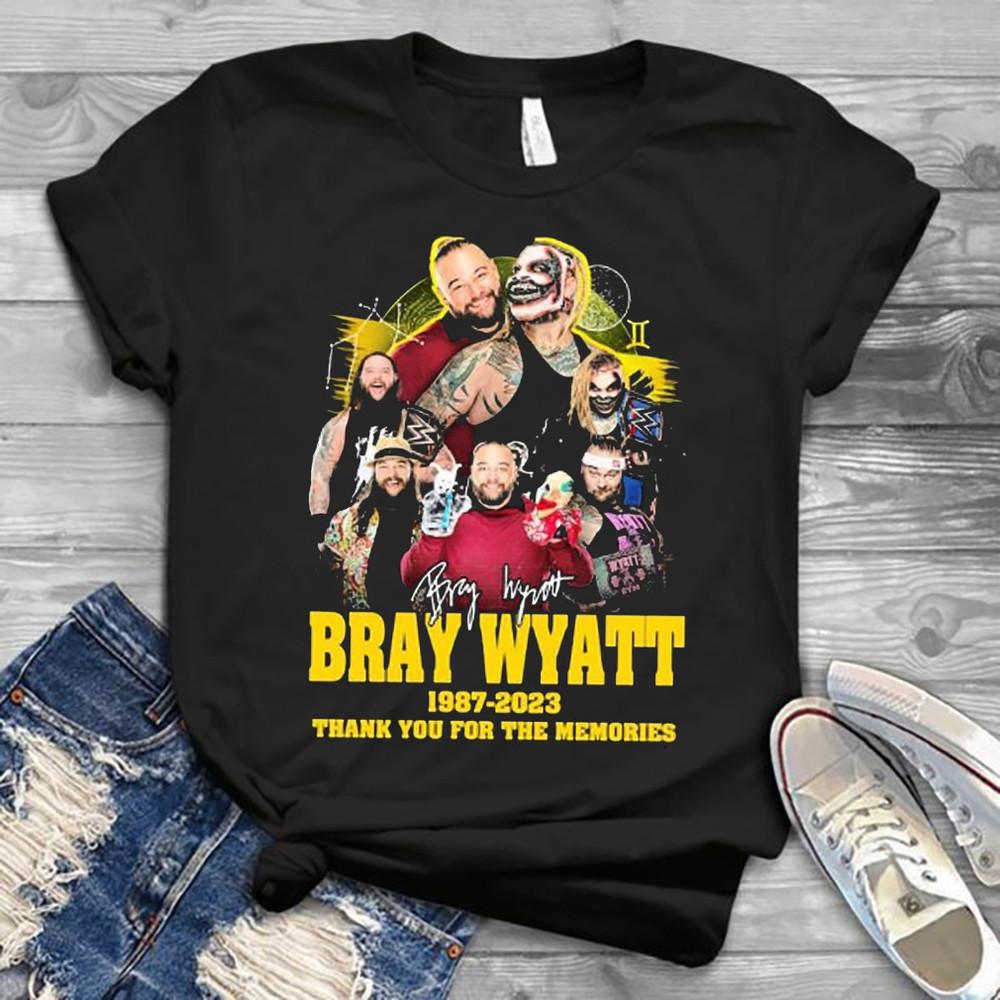 

Bray Wyatt 1987-2023 Thank You For The Memories Signatures Shirt QC1423 M