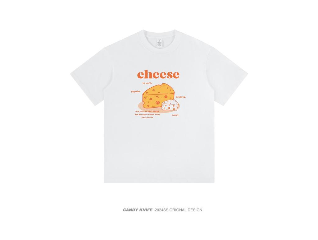 Unisex Retro Cupcake Käse Grafik T-Shirt - Japanische Lockere Passform, Kurzarm, Sommer 2024 Trend