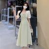 Plus Size Summer 2026 French Bow Patchwork Mid-Length Dress