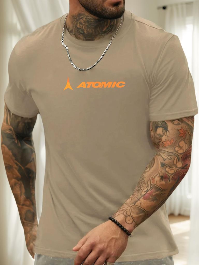 Kurzarm T-Shirt ATOMIC Herren 100% Baumwolle Gemustertes Hemd Sommer Rundhals Atmungsaktiv Lässig Mode Cooles T-Shirt