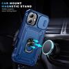 360 Degree Rotating Magnetic Ring Holder Phone Case for iPhone 16 15 14 Plus 12 13 Mini with Camera Slide Cover Protection