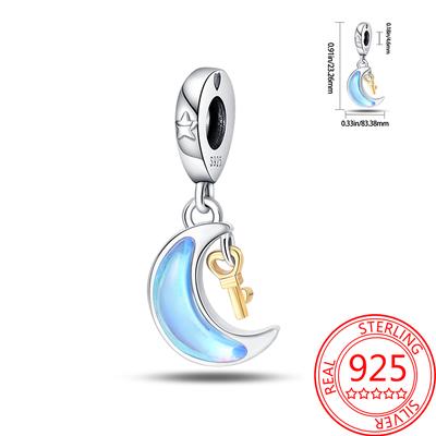 Original Copper Charms Luxury Blue Moon Moonlight Lock Pendant Beads Fit Bracelet Diy Women Making Delicate Gift