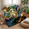 Brazil Football Printed Flannel Blanket Skin Friendly Warm Decorative Throw for Indoor Couch Bed Daily Use