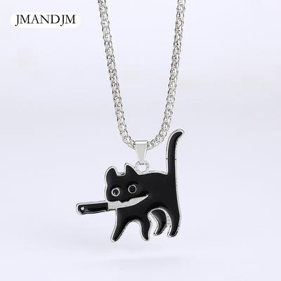 Knife Cat Pendant Necklace Summer Ins Personality Creative Niche Hip Hop Collarbone Chain Men's and Women's Accessories