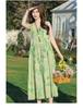 Elegant Plus Size Floral Cotton-Silk Sleeveless Summer Dress