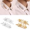 X6HE Fashion Double Tree Leaf Shirt Collar Pin Brooch Gold Silver Gifts for Family Members Girls Teens Women Girl/Boyfriend