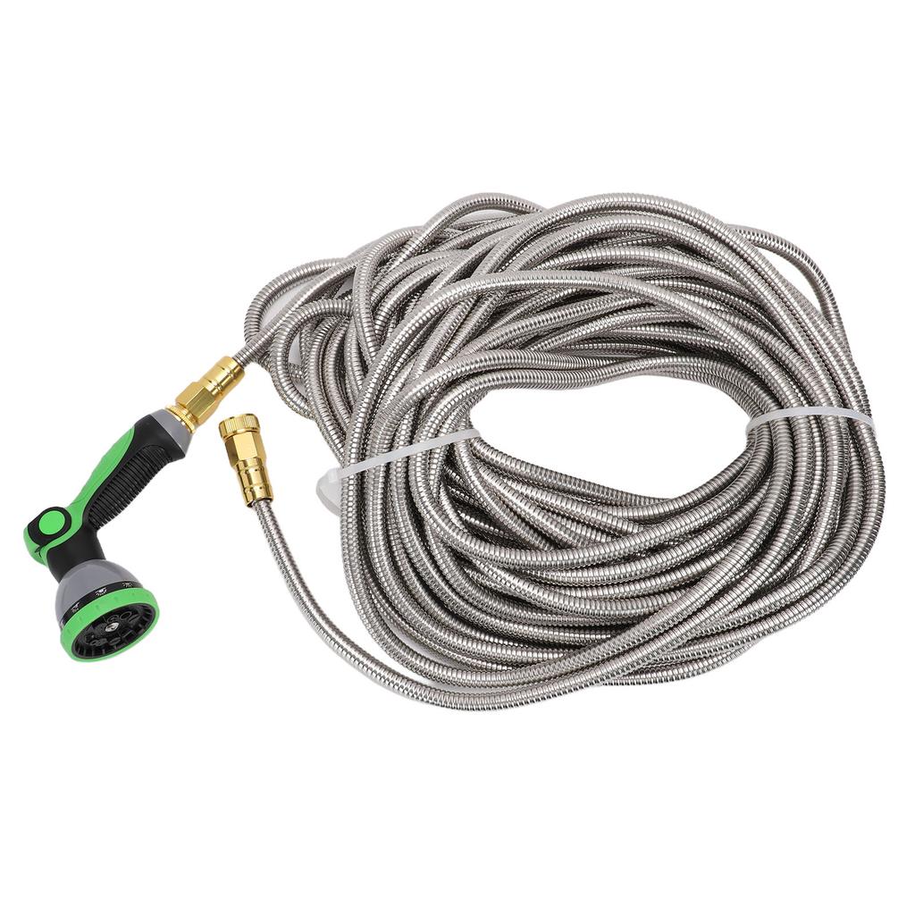 Garden Hose with Nozzle 100FT Stainless Steel Chew Proof Heavy Duty Flexible Water Hose for Outdoor Yard Lawn RV Car