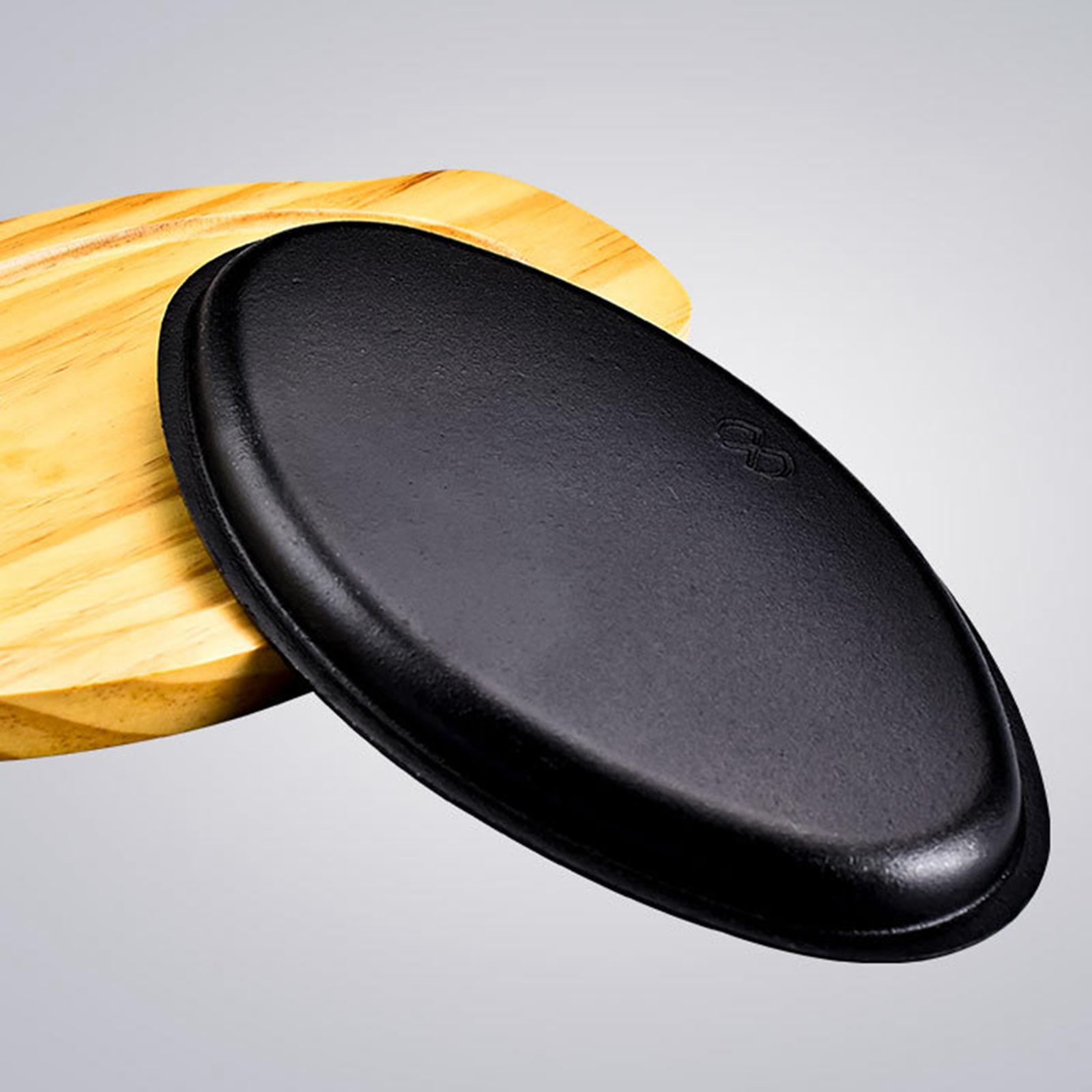 Steak Fry Plate Oval Shape Server Platter Fajita Sizzling Pan Sizzling Steak Plate Set Teppanyaki Grill Pan for Home Restaurant Small
