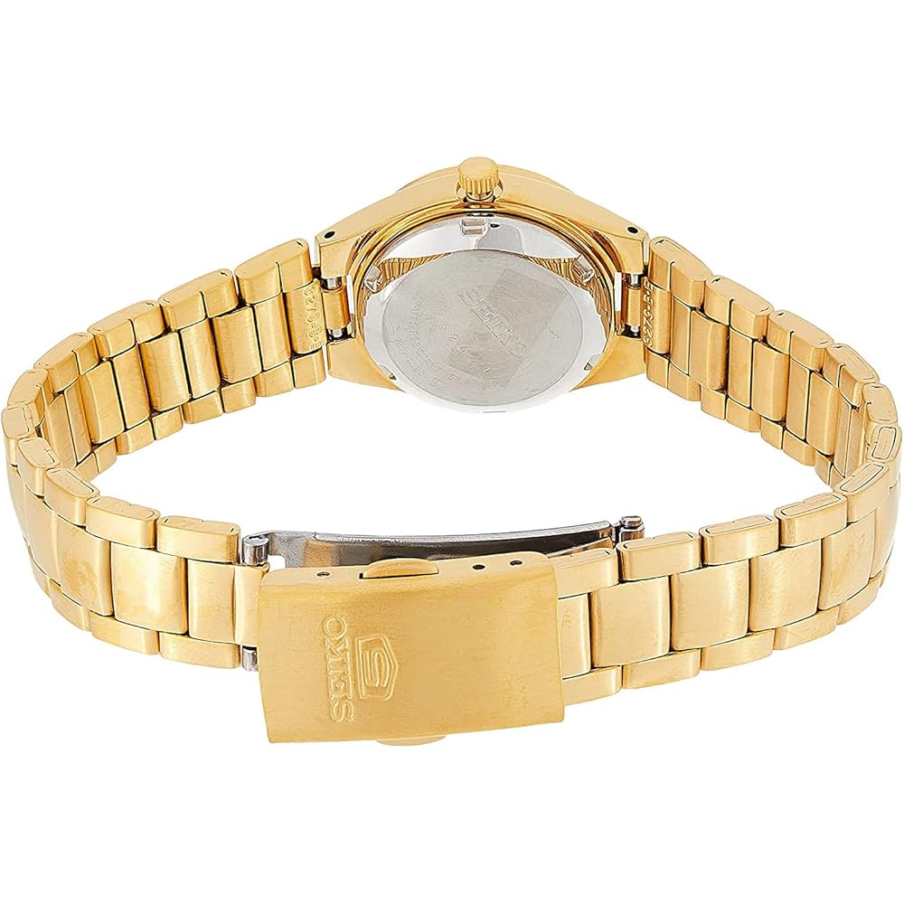 Seiko 5 Women's Day-Date Calendar Watch SYMC18K1 Gold Stainless Steel 30m Water Resistant