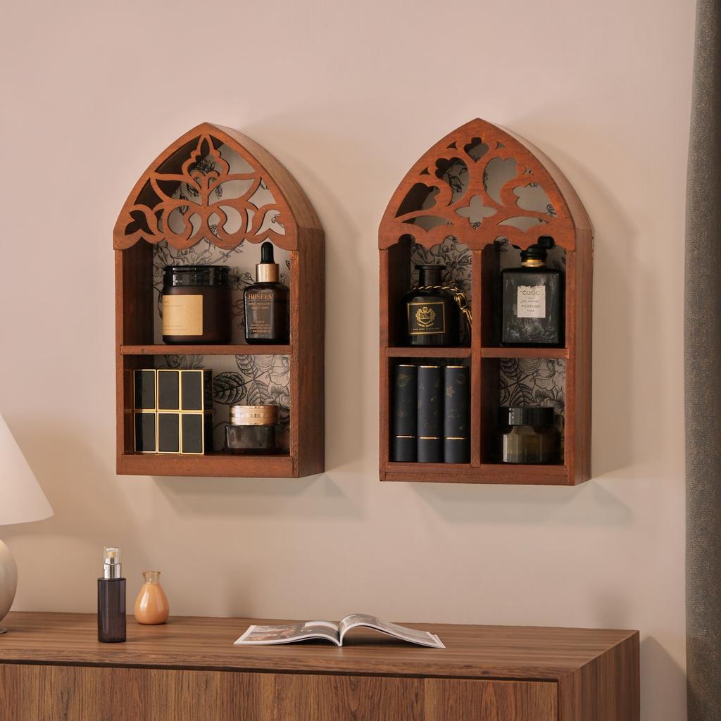 Multifunctioneel Opbergkastje Houten Wandmontage Opbergrek Uitgesneden Parfum Display Frame Toepasbaar Kantoor Slaapkamer Studeerkamer