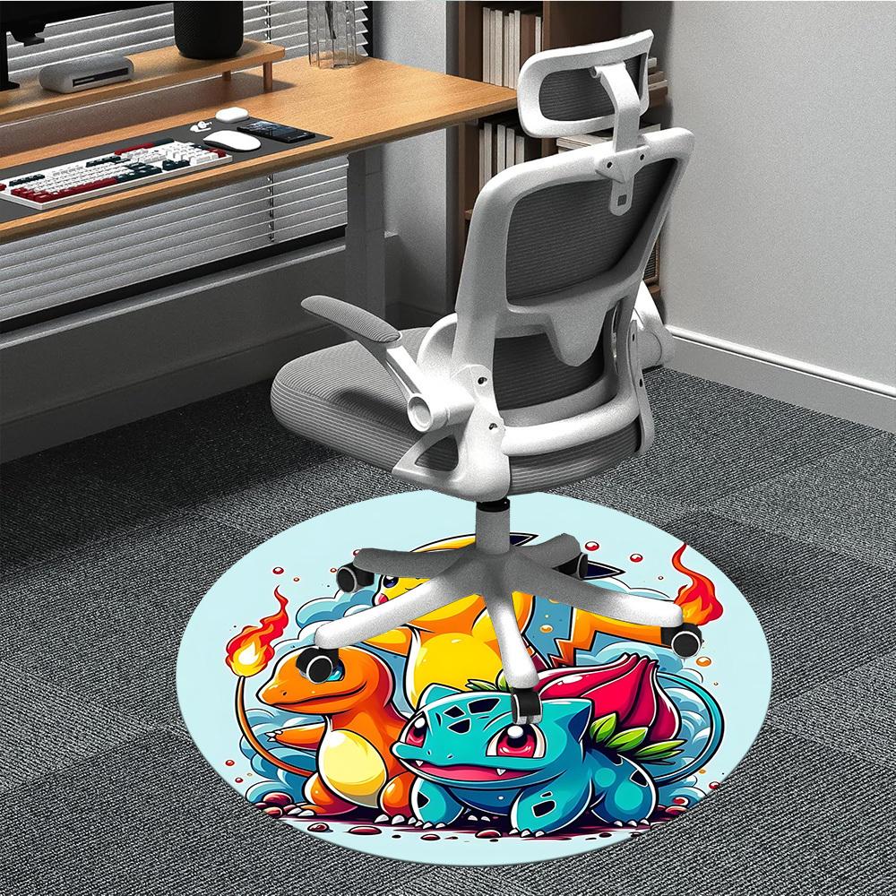 

1pc Pikachu Pokemon Characters Office Round Area Rug, Indoor Mat Suitable For Office,Bedroom Living Room Home Decor, Room Deco a09260 80cm by 80cm