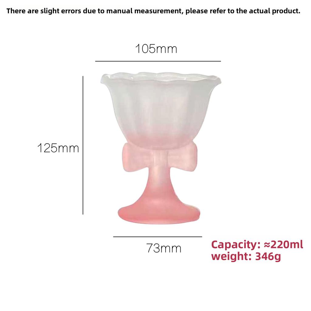Bow Ice Cream Cup Elegant Butterfly Juice Milkshake Glass Cup