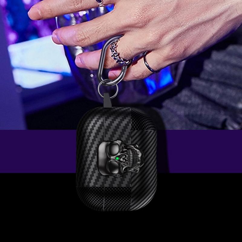 Carbon Fiber Texture Earphone Case For AirPods 4 Gen Pro 3 2 Bluetooth Headset Cover For AirPods Pro 3 2 Wireless Earphone Charging Box with Keychain