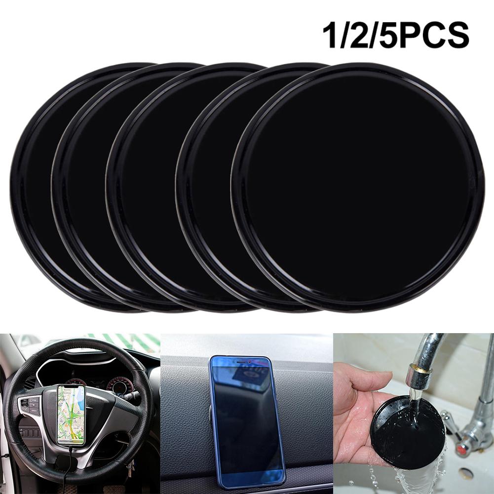 Non Slip Silicone Gel Mat for Car Dashboard Round Sticky Pad 8x8cm Black