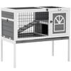 Wooden Rabbit Hutch, Guinea Pig Cage, with Removable Tray, Openable Roof, Grey