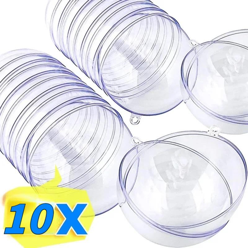 10Pcs Christmas Ornaments Balls Diy Bauble Plastic Transparent Hollow Ball Wedding Party Xmas Tree Hanging Decorations