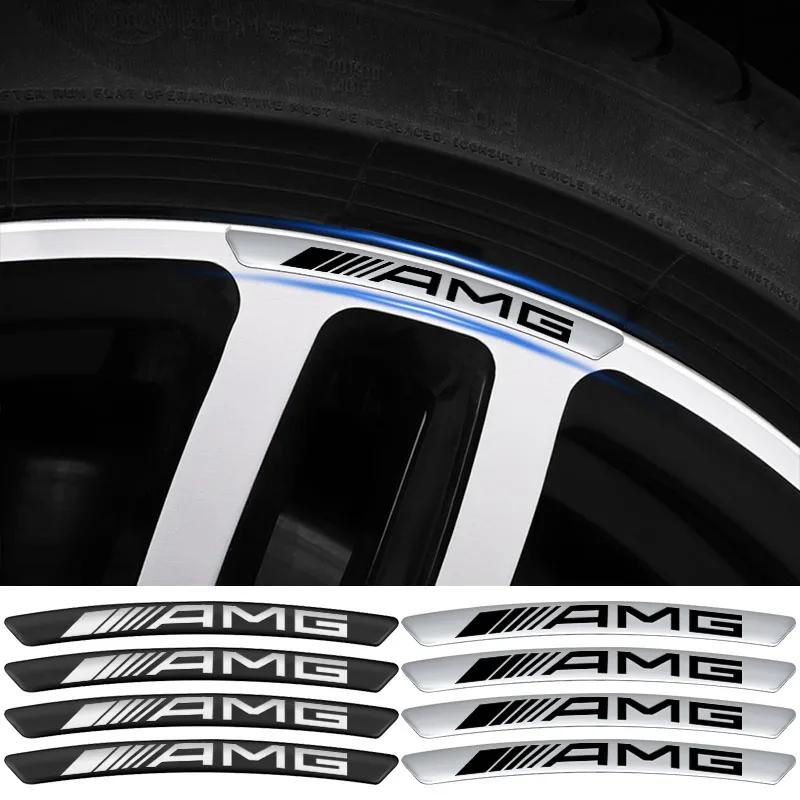 4Pcs Auto Wheel Hub Badge Tire Rim 3D Stickers For Mercedes benz AMG W204 W203 W212 W211 W124 W210 GLC GLE CLA Car Accessories ss1