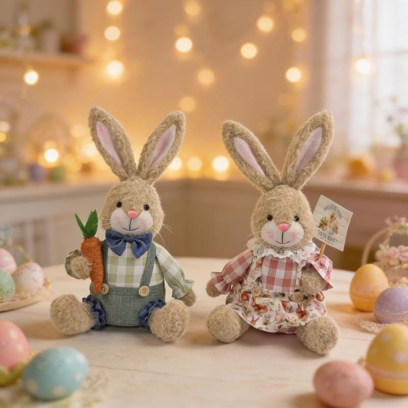 Festival Holiday Decoration Sitting Rabbit Plush Rabbit Figurine Perfect for Easter Parties Living Room Bedroom Decors