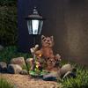 Realistic Resin Dog Garden Decoration with Solar Lighting Hand Painted Dog Figurine for Porch and Balcony Yard Ornament