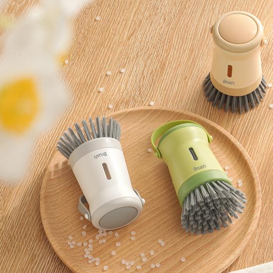 Kitchen Cleaning Brush Press Dish Pot Scrubber with Transparent Windows Kitchen Washing Tools for Stoves Range Hoods Sinks