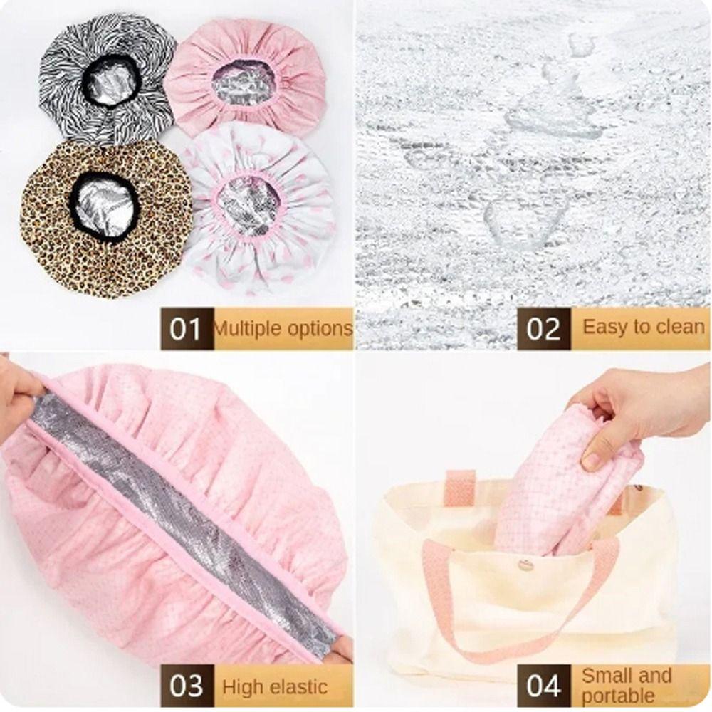 Shower Cap Self-heating Tin Foil Hat Thermostatic Smooth Hair Oil Baking Cap  Bathroom