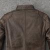 Vintage Yellow Brown Genuine Cow Men Leather Jacket Soft Slim Fit Short Slim Real Cowhide Bomber Coat Spring Autumn