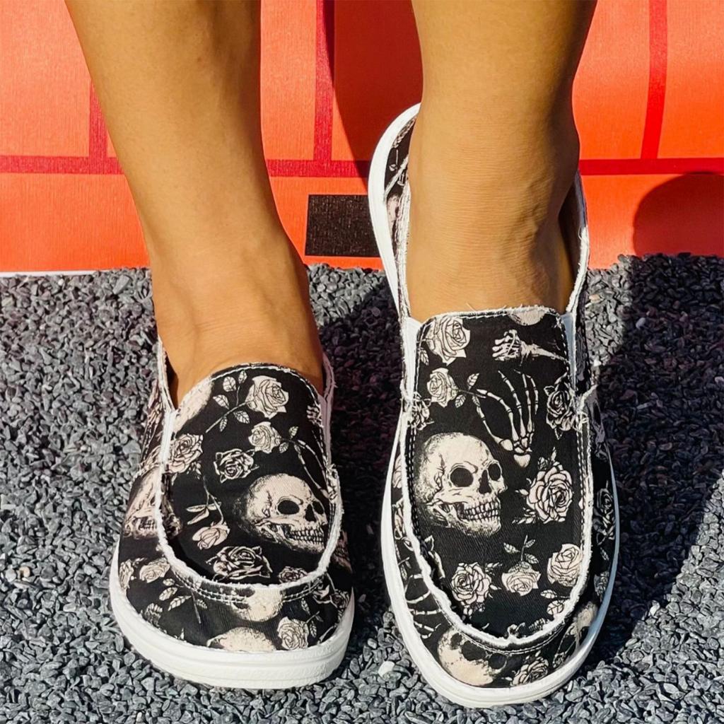 Women's Halloween Print Comfortable Flat Shoes for Casual Everyday Wear