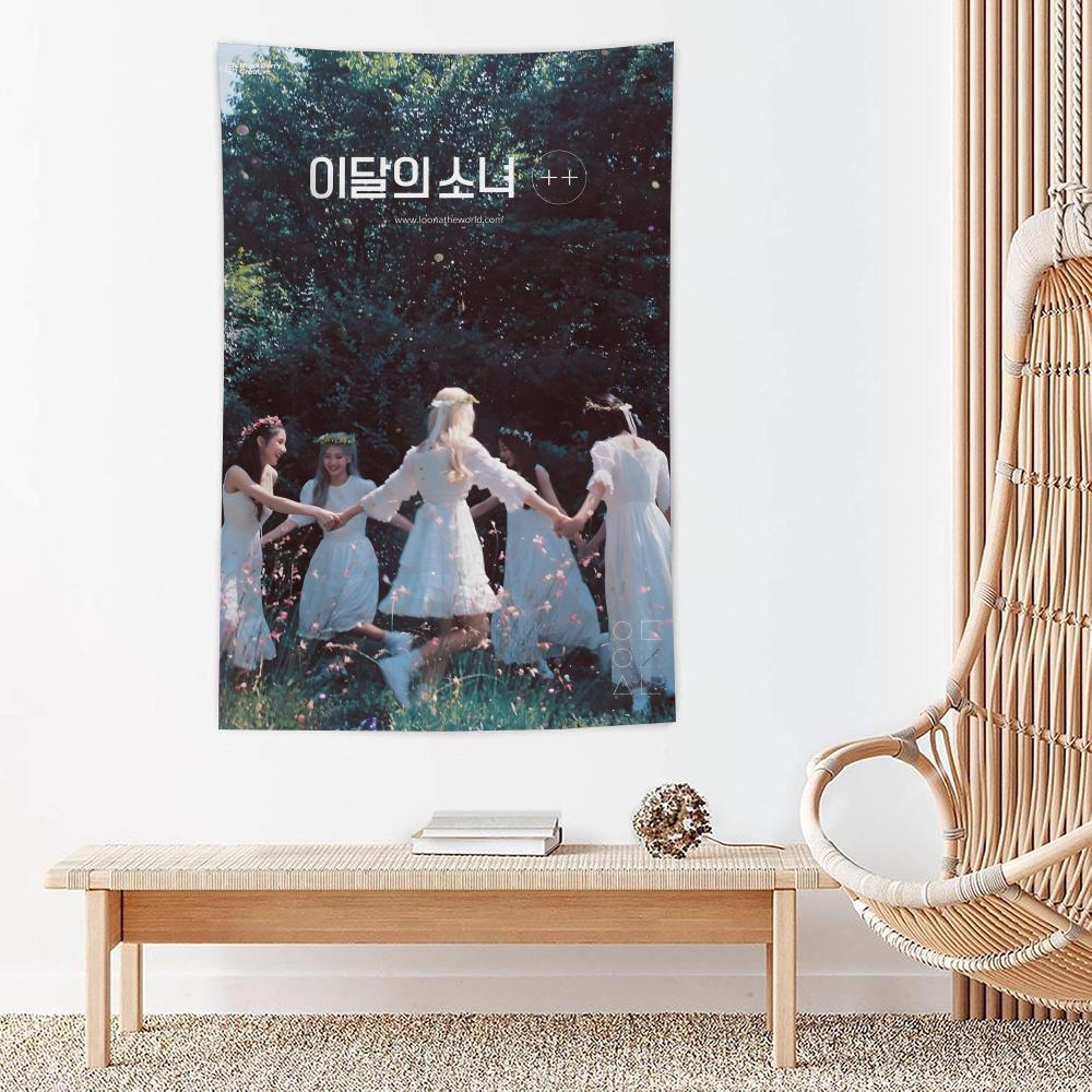 Korea Kpop Band LLoona Kpop Tapestry Microfiber Wall Hanging For Bedroom Living Room Decor Outdoor Festival Bar Background