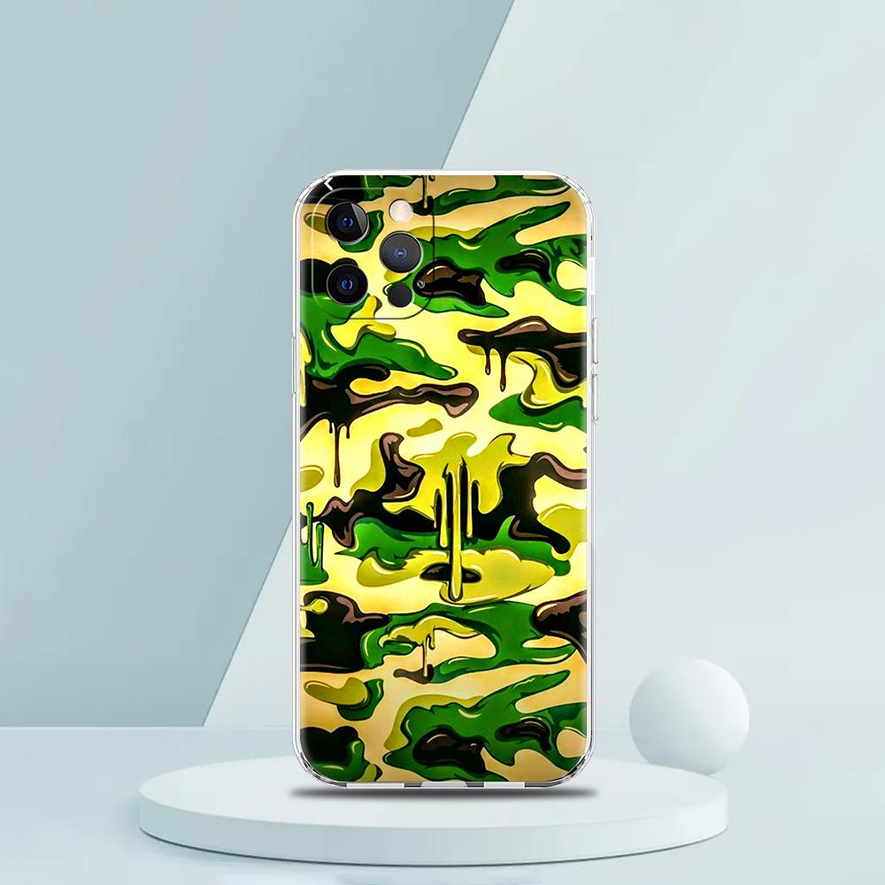 Camouflage Camo Military Soft TPU Transparent Phone Case Cover for iPhone 17 16 15 14 13 12 11 Pro Max Plus 17 AIR Shell Capas