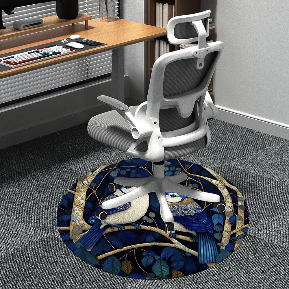 

1pc Blue Jay, Nature Art Office Round Area Rug, Indoor Mat Suitable ForOffice, Under Office Chairs Bedroom Living Room Home Decor, D134 80cm by 80cm