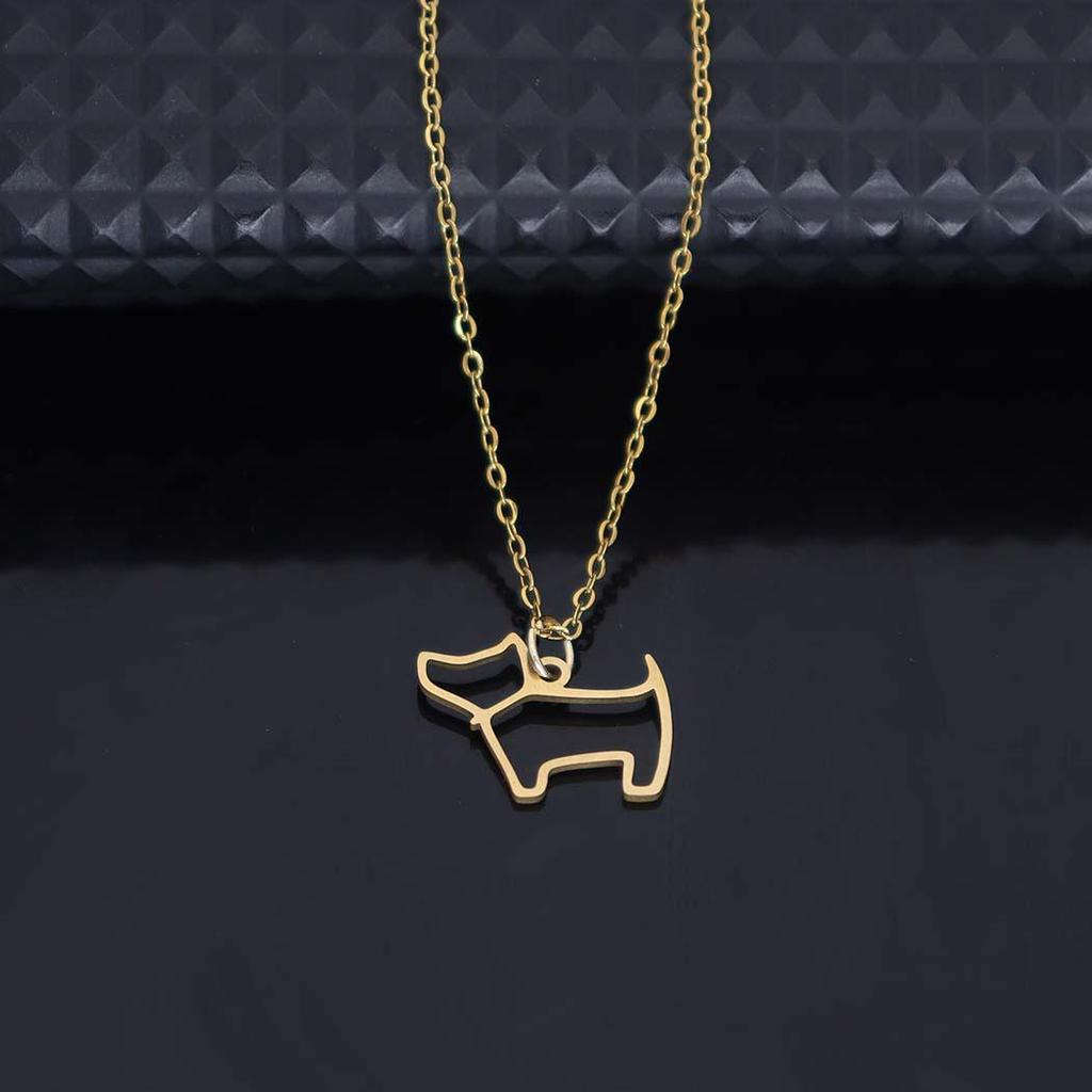 Stylish Stainless Steel Dog Pendant Necklace - Clavicle Chain Puppy Accessory