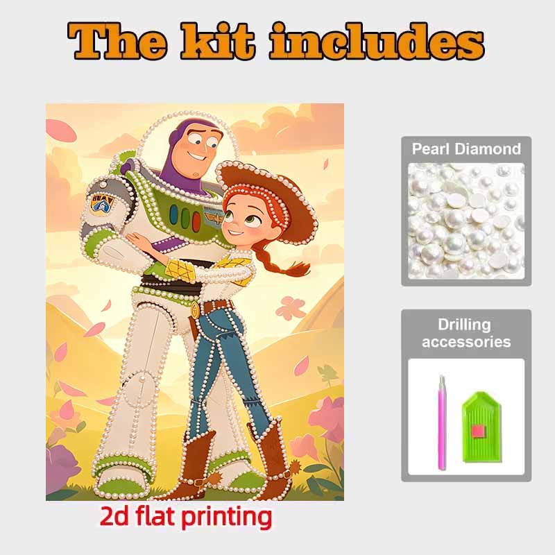 Disney Pearl Painting Toy Story Buzz Lightyear and Tris Handmade DIY Pearl Gem Painting Pictures Crafts Special Shape Home Wall Decoration