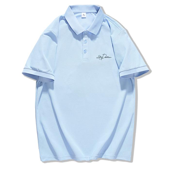 New Summer Polo Shirt Lapel Short Sleeve Button Letter Trendy Top Short Shirt