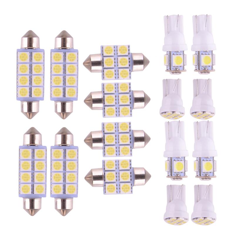 16Pcs White Color LED Interior Dome Map License Plate Lights Kits 12V Fit For Toyota Prius 2012 2013 2014 2015