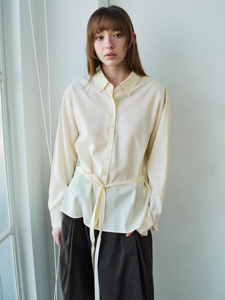 Spring Casual Lapel Modal Shirt with Lace-up for Women - Cloud-like, Solid Color