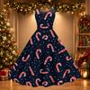Women's Retro Off-Shoulder Sexy Printed Dress for Christmas Party