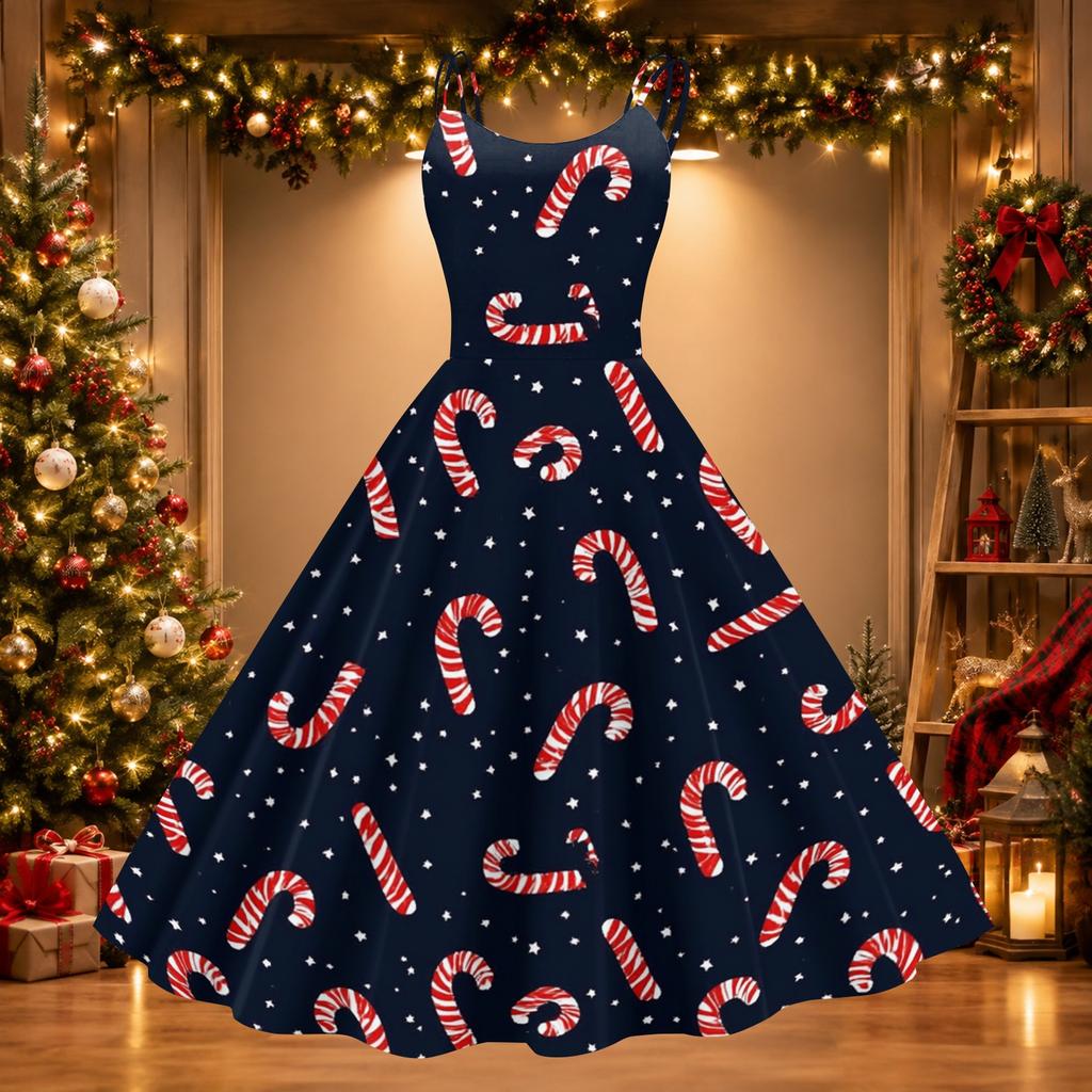 Women's Retro Off-Shoulder Sexy Printed Dress for Christmas Party