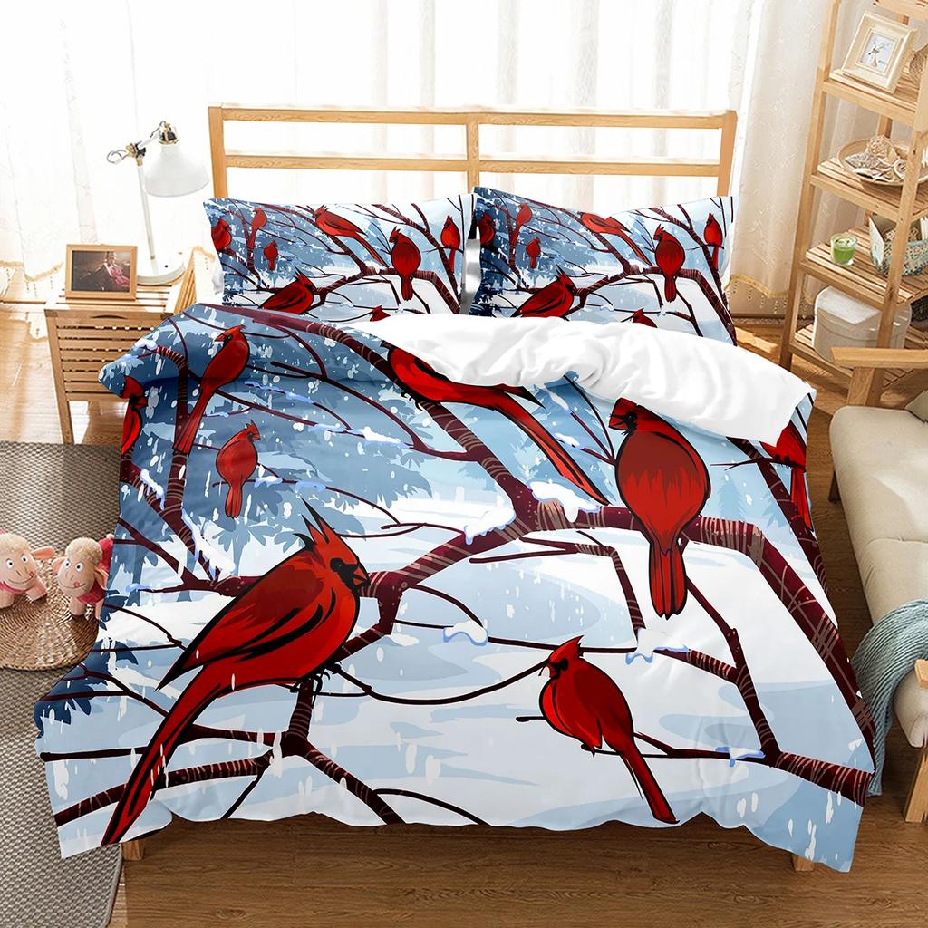Comforter Cute Birds Wild Animals Pattern Polyester Comforter With For Men Women Bedding Set King Size