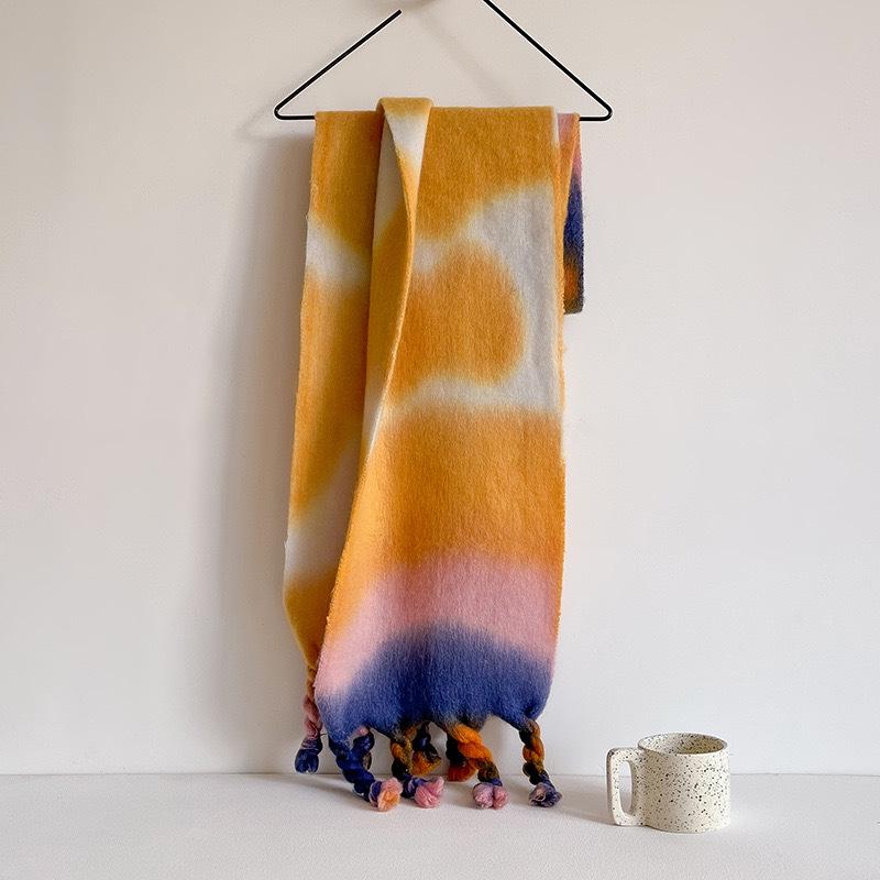 Winter  New Mohair Thickened Leaves Big Scarf Woman Autumn Winter Warmth With Long Tassels Scarf Couple Shawl 35X225Cm