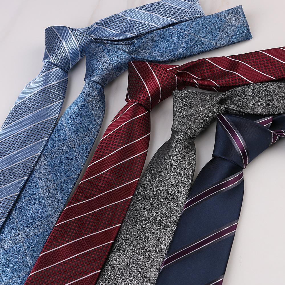 Men's Trend Business Casual Narrow 6cm Polyester Jacquard Tie Solid Color Striped Tie