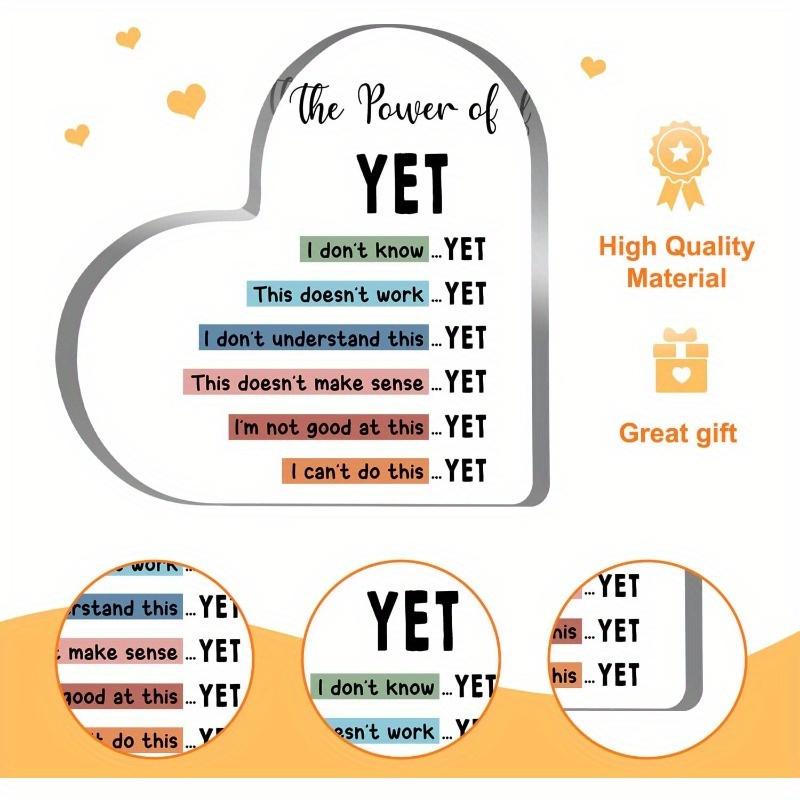 "Power of Yet" Growth Mindset Heart - Therapy Office Decor & Mental Health Sign