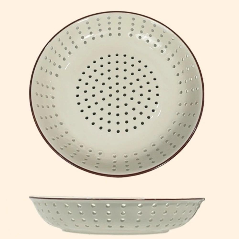 Ceramic Porous Steaming Tray Perforated Drain Plate Creative Dumpling Plate Steamed Bun