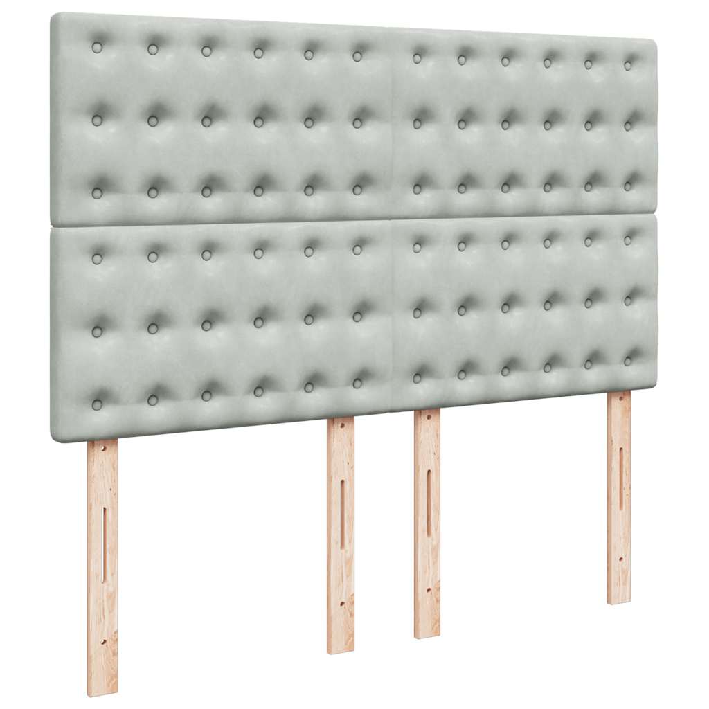 Ottoman Bed with Mattress Light Grey 140x190 cm Velvet