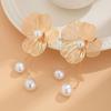 European and American 3D Ginkgo Leaf Pearl Tassel Stud Earrings