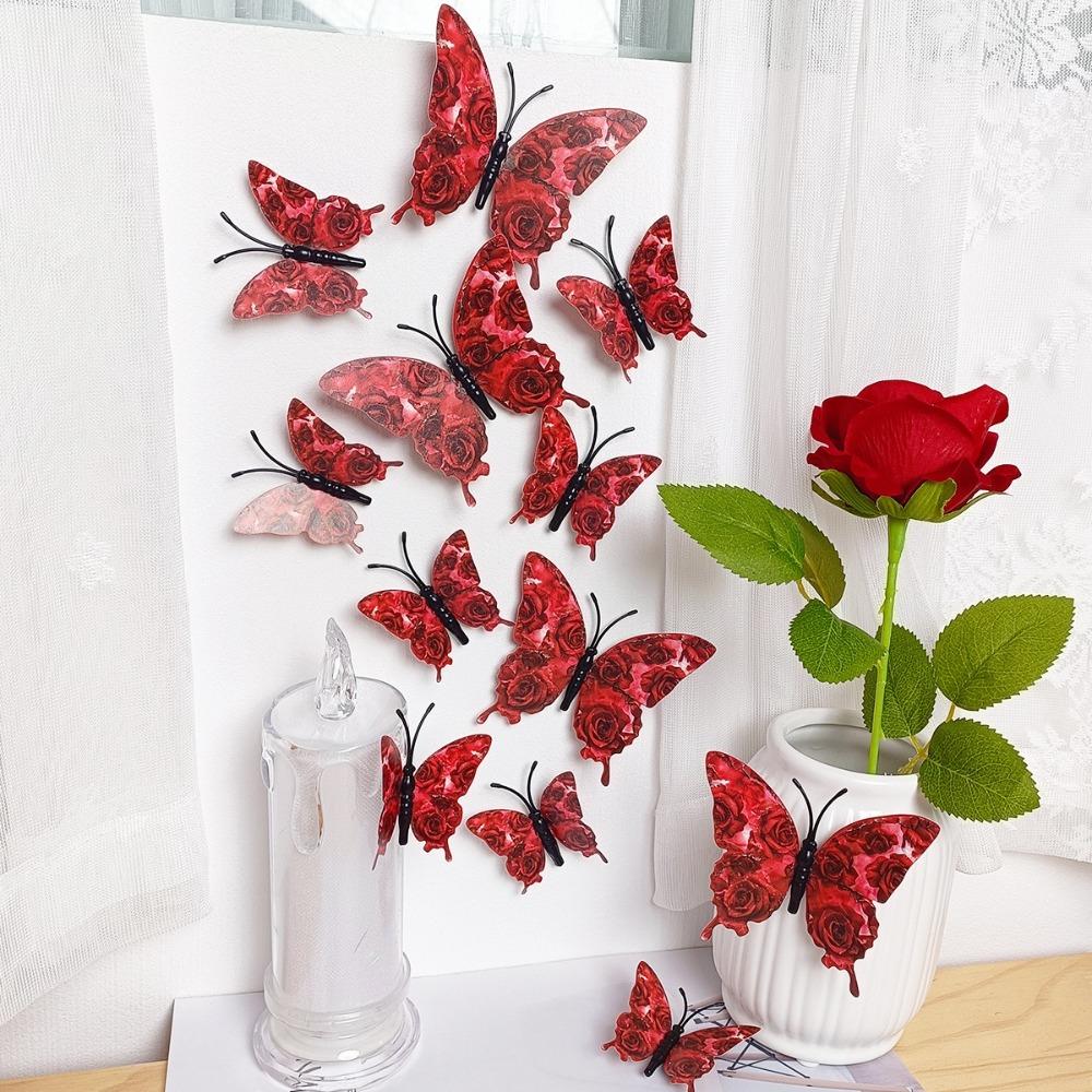 

12pcs Double-Layer Butterfly Wall Art 3D Modern Wall Art for Living Room Bedroom Type A