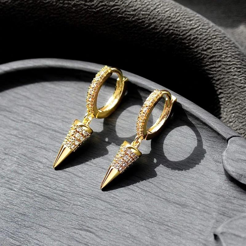 

CAOSHI Creative Hip Hop Rivet Shaped Design Drop Earrings for Women Gold Color Party Trendy Accessories Birthday Zircon Gifts