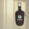 KITD7 Leather Car Remote Key Case Full Cover Protector Holder Shell Fob For Skoda Superb A7 Kodiaq Octavia A7 A8 Keychain Accessories