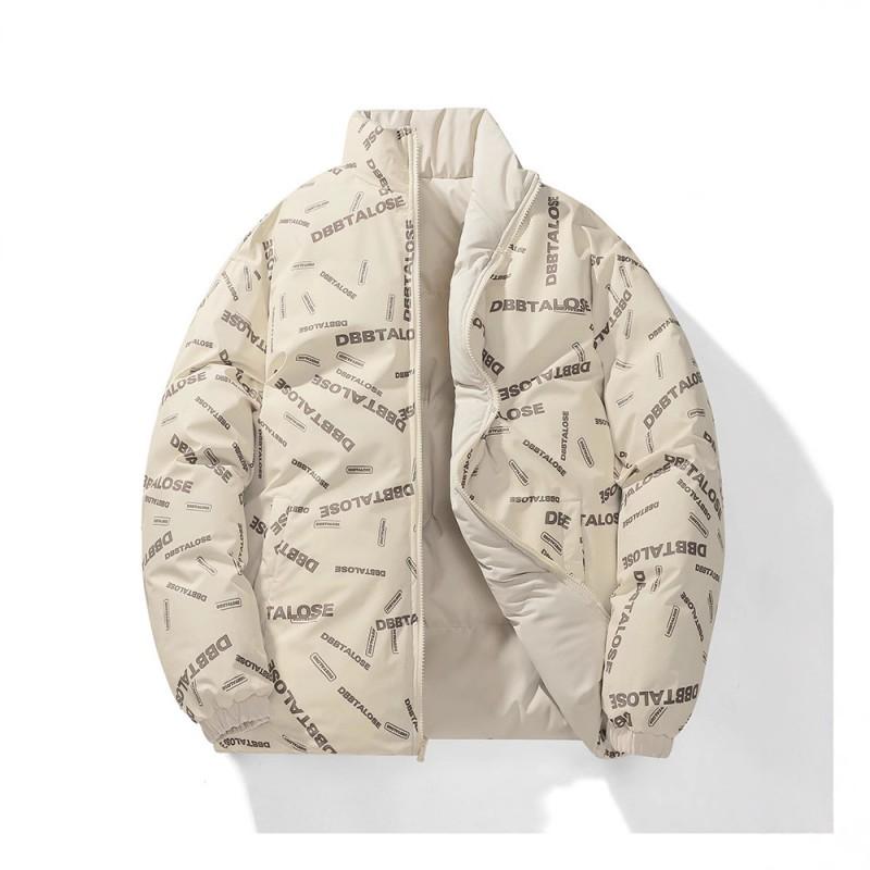 Mens Reversible Padded Jacket Winter Warm Stand Collar Casual Thick Cotton Coat Teens
